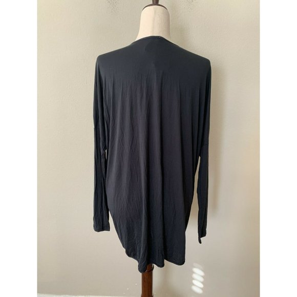 Felina Women's Sz L Soft Modal Twist Front Long Sleeves Lounge Top Tee Black - Picture 5 of 7